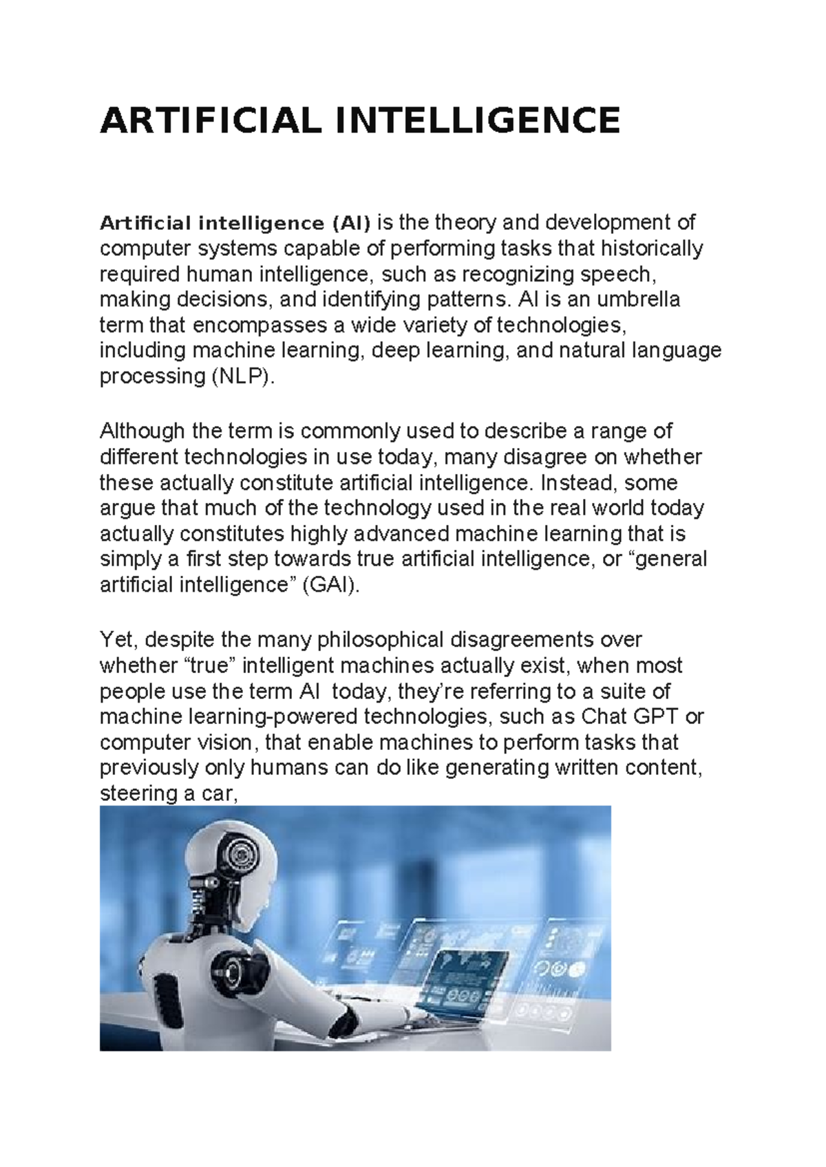 AI Overview: Understanding Key Concepts and Applications - Studocu