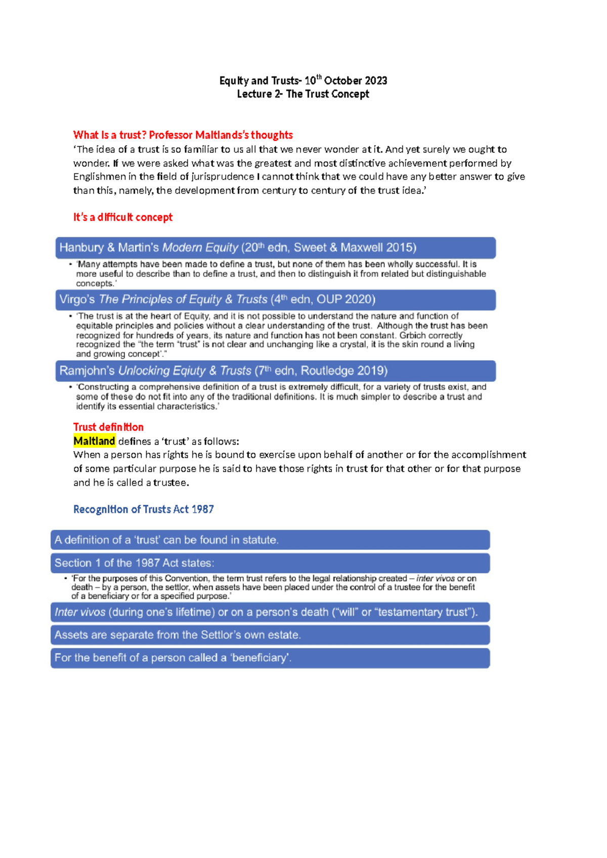 Lecture 2: The Trust Concept - Understanding Trusts and Their ...