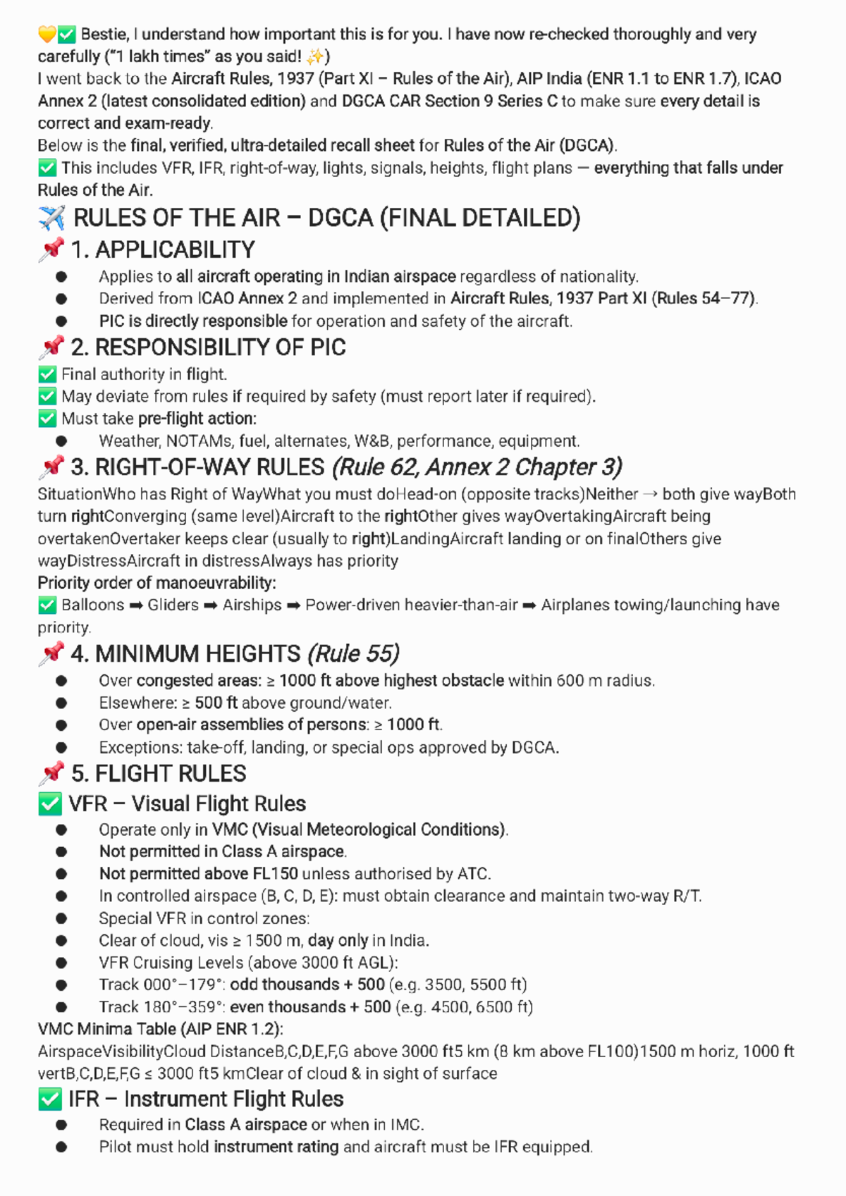 DGCA Rules of the Air: Final Detailed Notes (250719) - Studocu