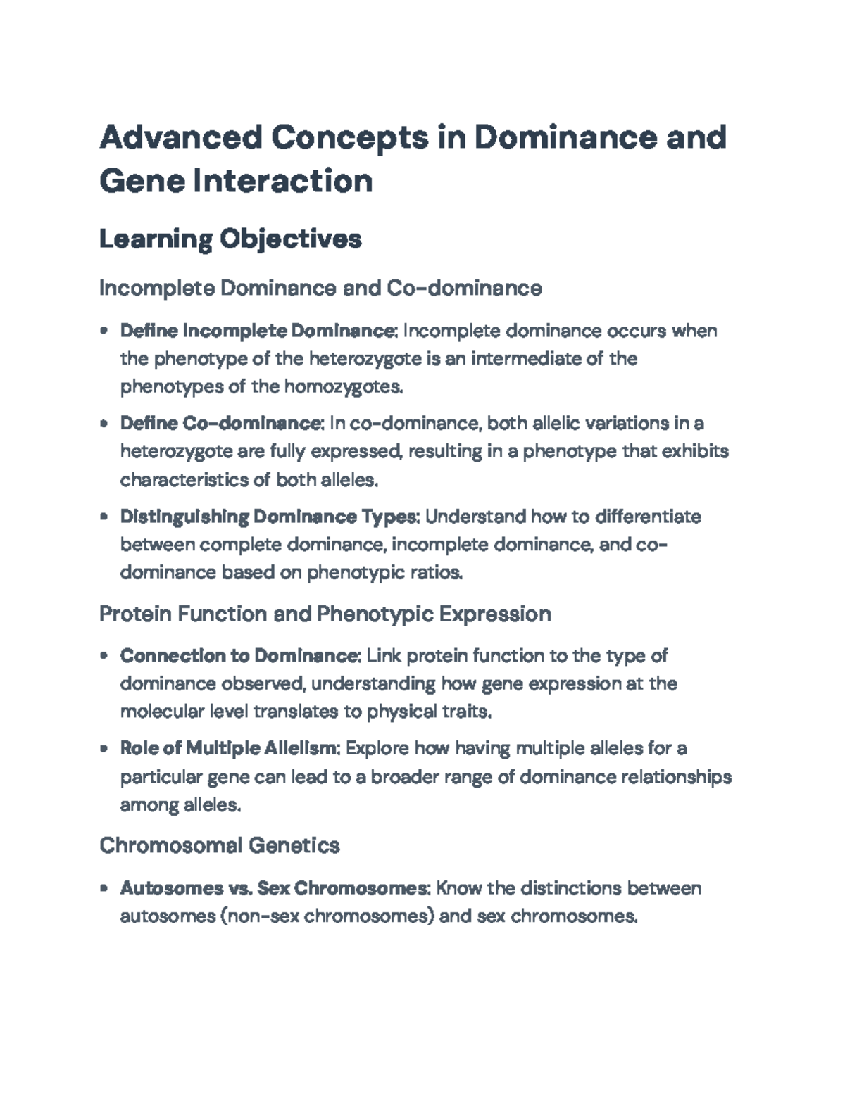 Advanced Genetics: Dominance, Gene Interaction, and Inheritance ...