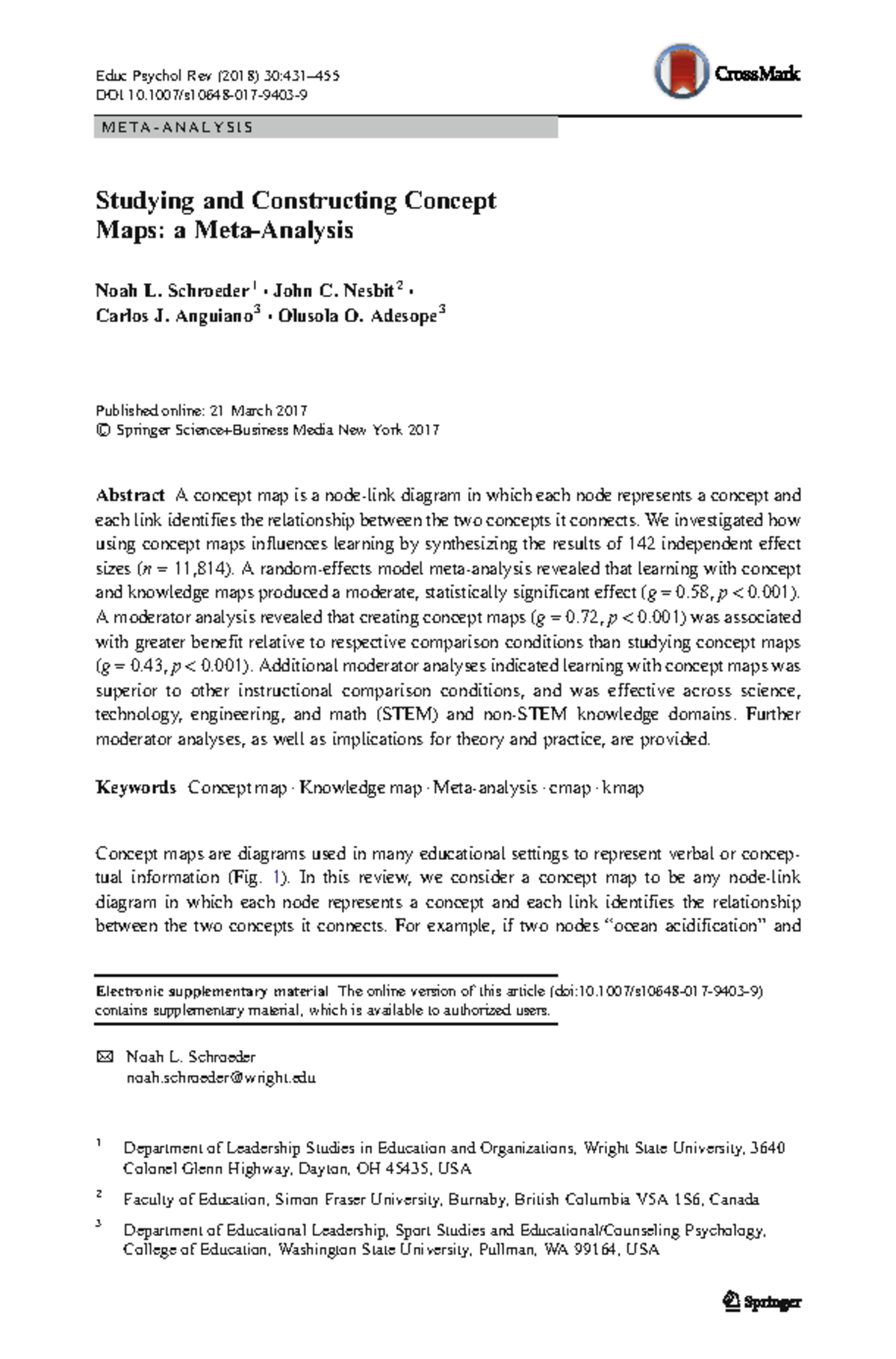 Concept Mapping in Education: A Meta-Analysis of Learning Outcomes ...