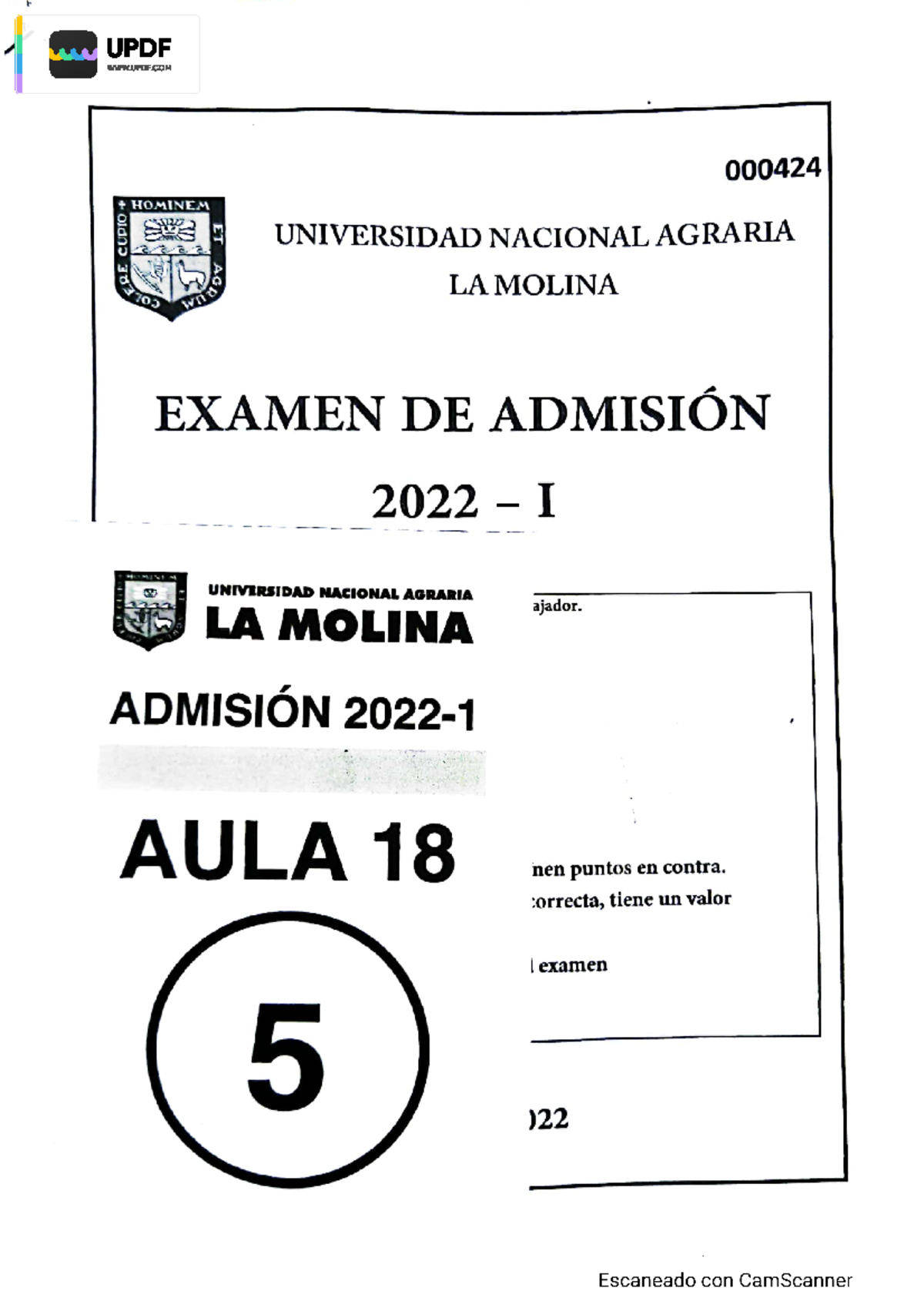 Examen UNALM 2022-I - Preguntas y Respuestas Clave - Document Preview