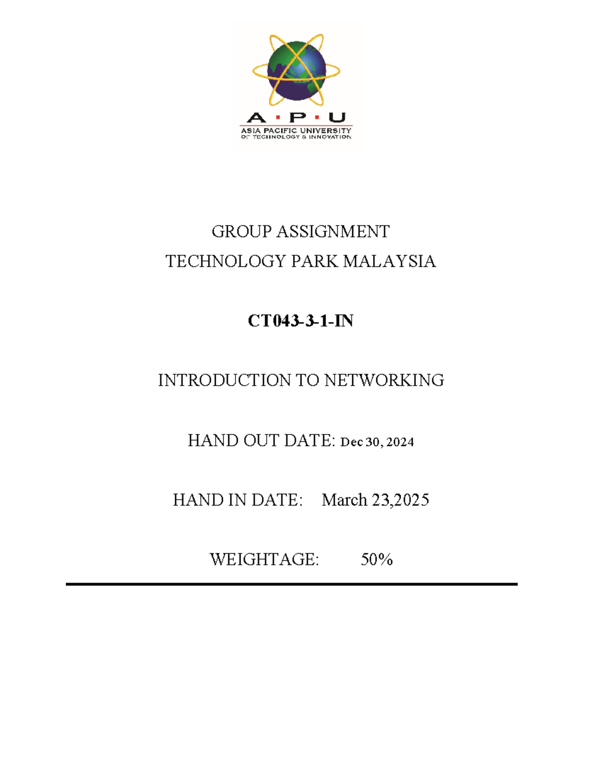 NP070169 dhirendra Nath Yogi Team - GROUP ASSIGNMENT TECHNOLOGY PARK ...