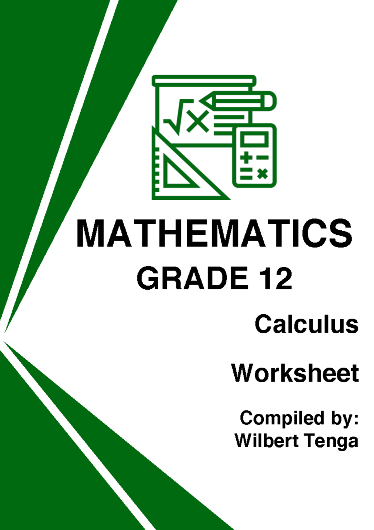 Maths Gr 12 Calculus Worksheet: Comprehensive Practice Questions - Studocu