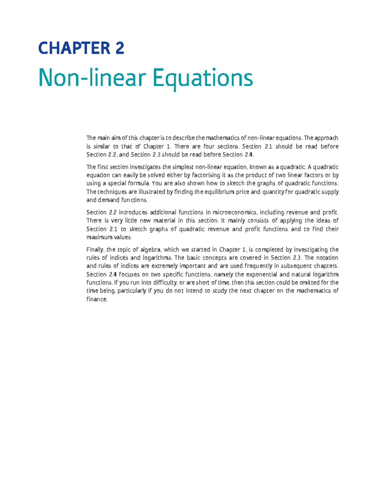 Chapter 2: Equations in Mathematics for Economics and Business (MATH101 ...