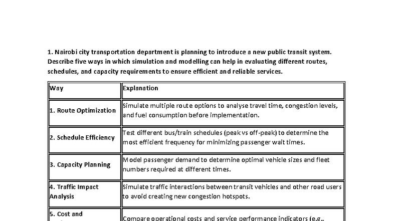 Simulation and Modelling Assignment: Evaluating Transit and Evacuation ...