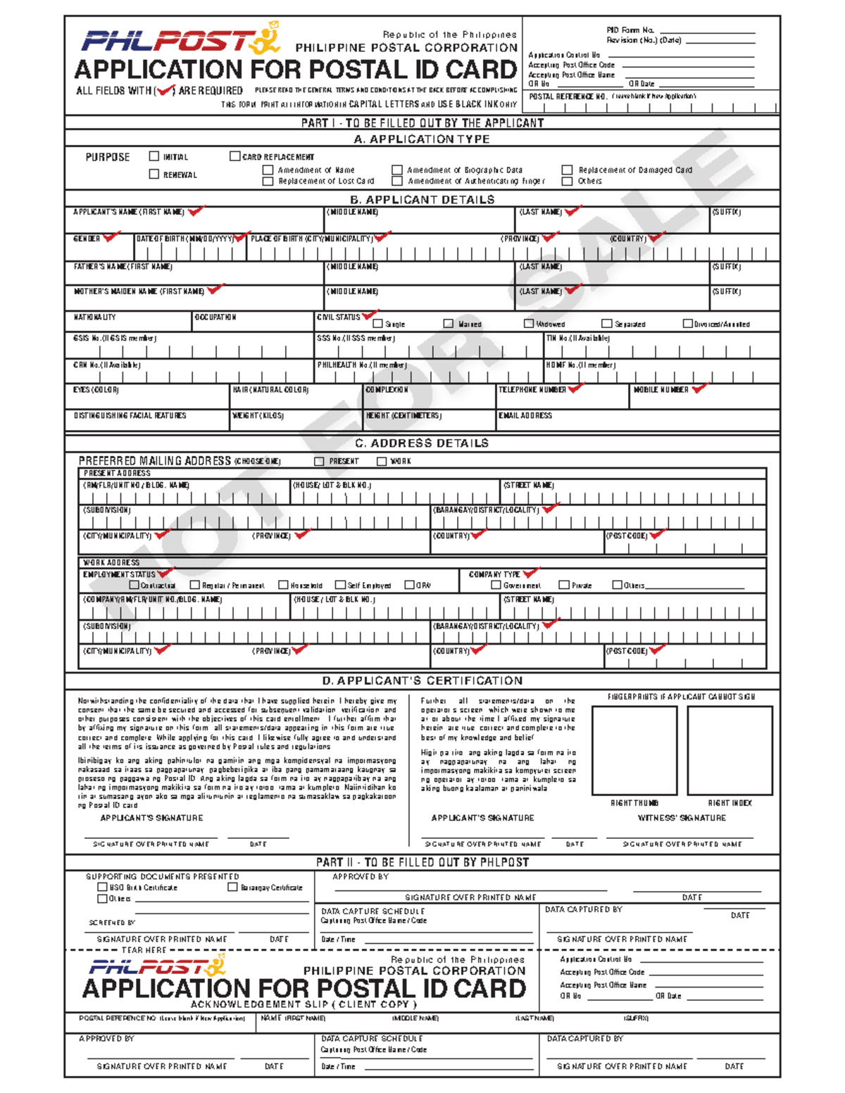 Postal ID Card Application Form and Requirements Guide PDF - Studocu