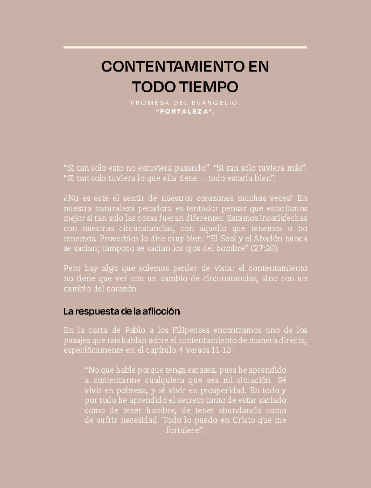Fortaleza y Contentamiento en el Evangelio: Reflexiones de Filipenses ...