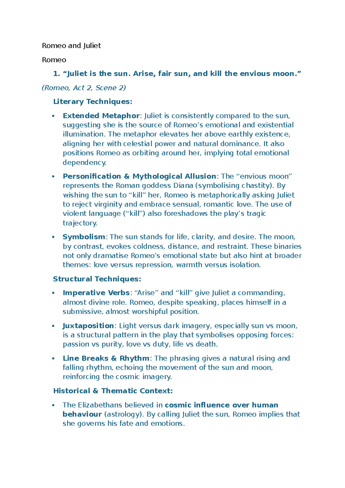 Literary Analysis of Key Quotes in Romeo and Juliet (ENG 101) - Studocu