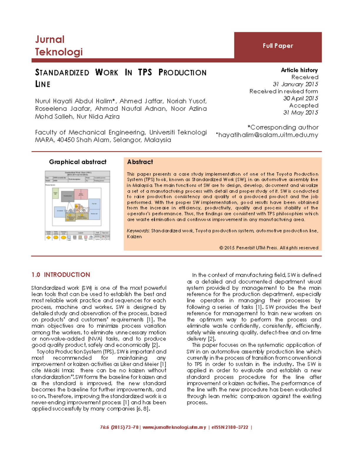 Standardized Work Implementation in TPS Production Line (Dmktkt) - Studocu