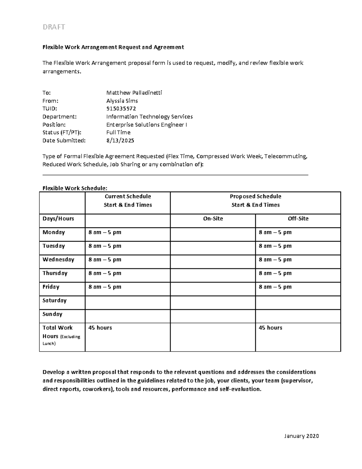 Request for Flexible Work Arrangement Agreement (FWA) 06122025 - Studocu