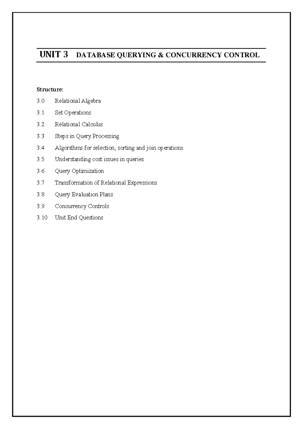 DBMS 3 - Database Querying & Concurrency Control Notes - Studocu