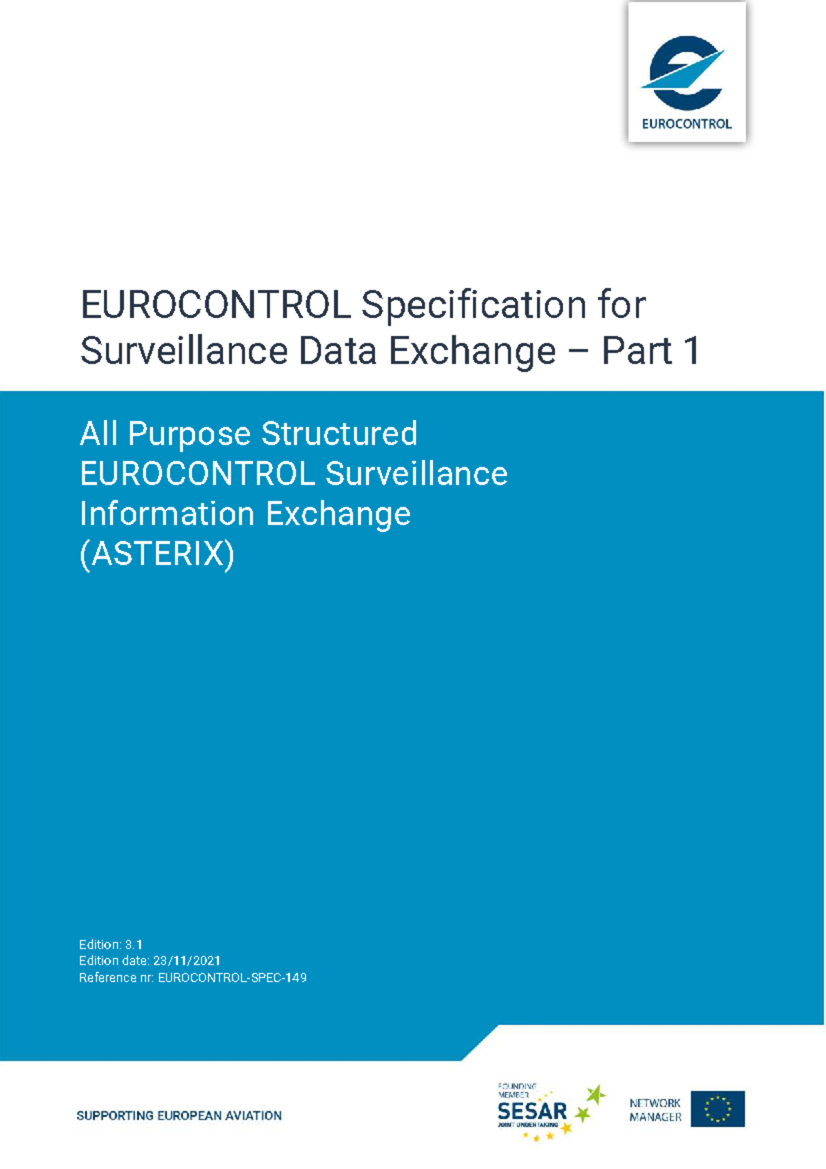EUROCONTROL ASTERIX Specification Part 1 - Edition 3.1 Overview - Studocu