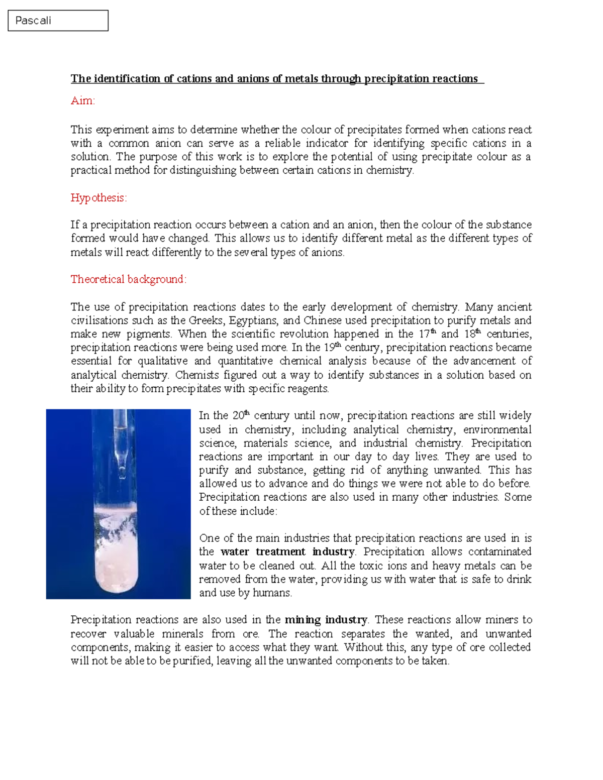 Chemistry Experiment: Identifying Cations & Anions via Precipitation ...