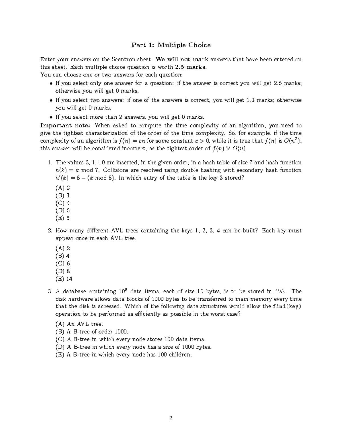 CS2210A Final Exam Practice - Multiple Choice Questions - Studocu
