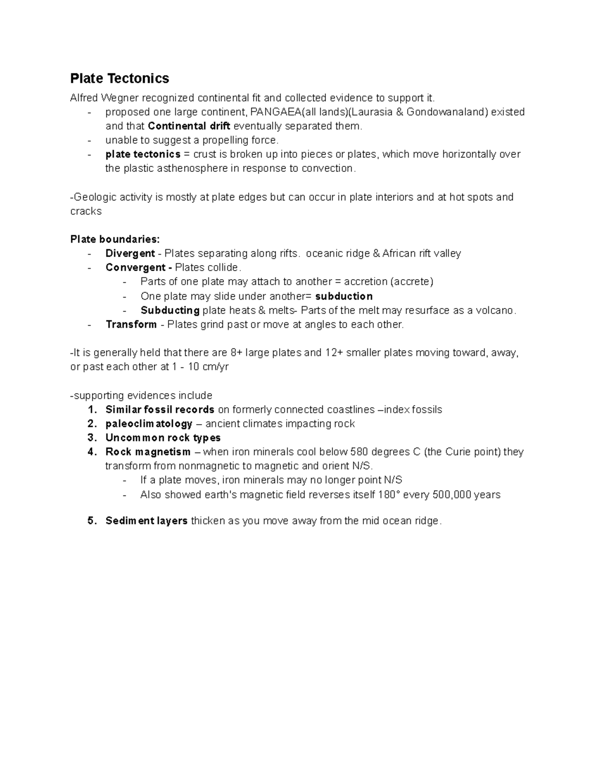 3. Plate Tectonics - Lecture Notes on Continental Drift & Boundaries ...