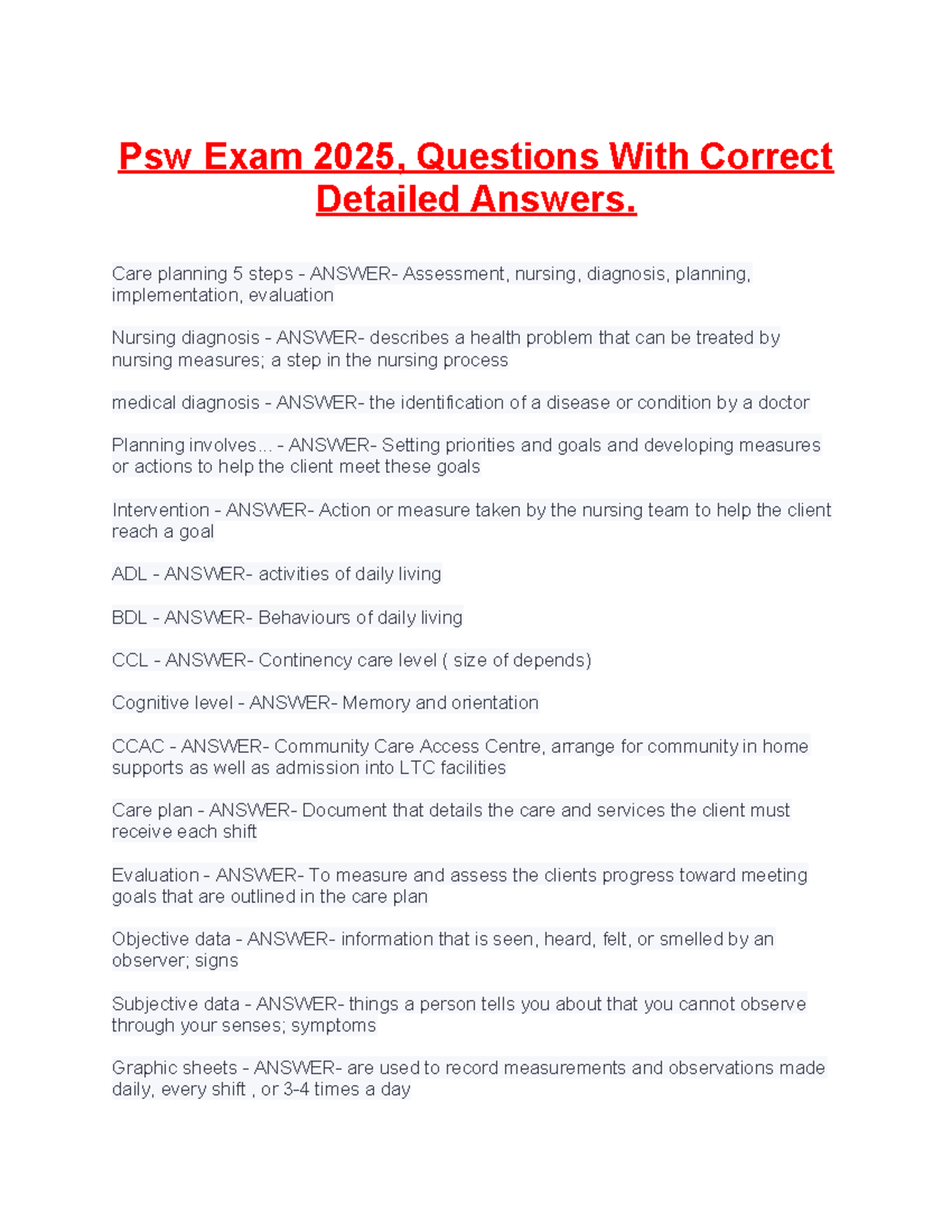 PSW 2025 Final Exam Study Guide: Key Concepts & Answers - Studocu