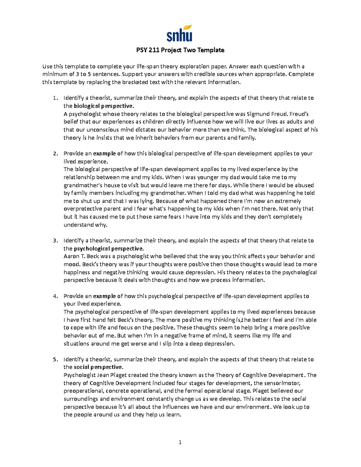 PSY 211 Project Two - Assignment - PSY 211 Project Two Template Use ...