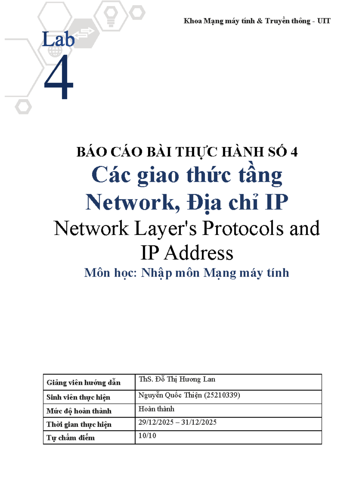 Lab 4: Network Protocols and IP Address Analysis - 25210339 - Studocu