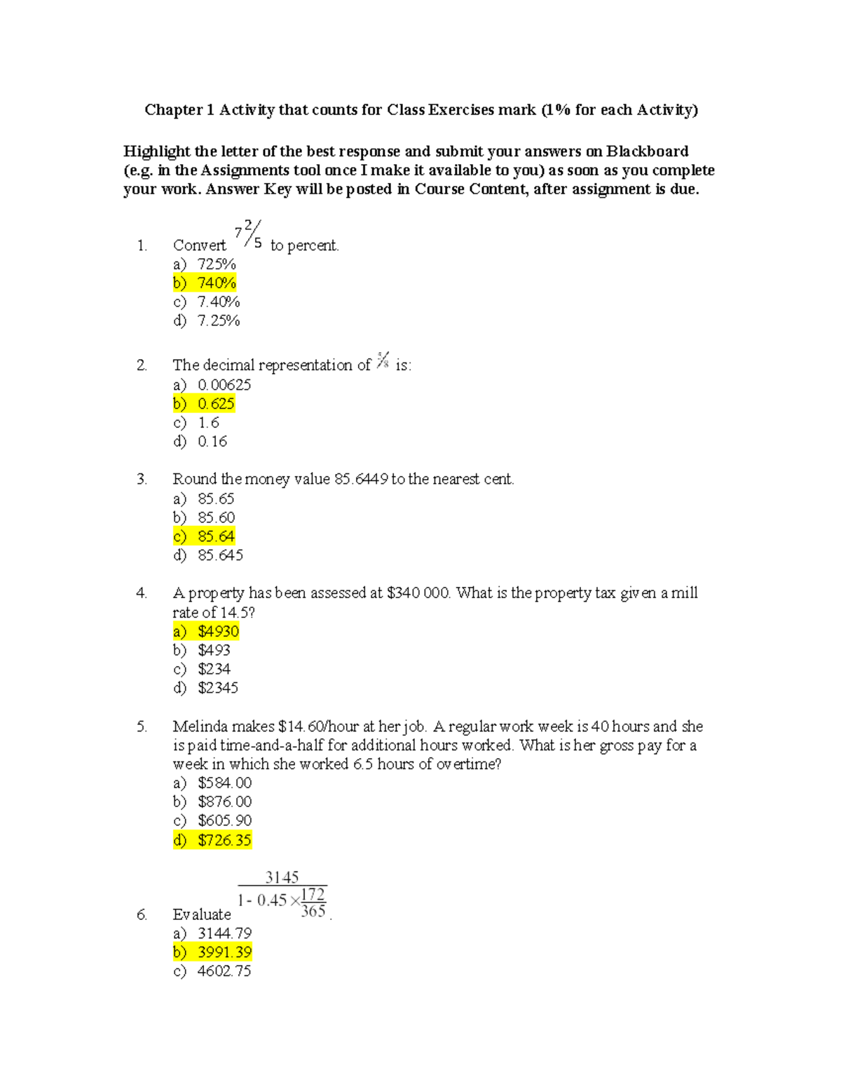 Ch 1 Practice Exercises for Class Exercises Marks - Studocu