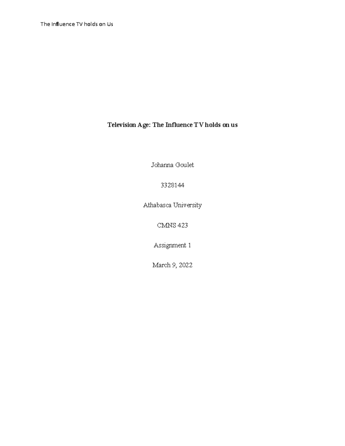 Assignment 1 - The Influence TV has on us - Television Age: The ...