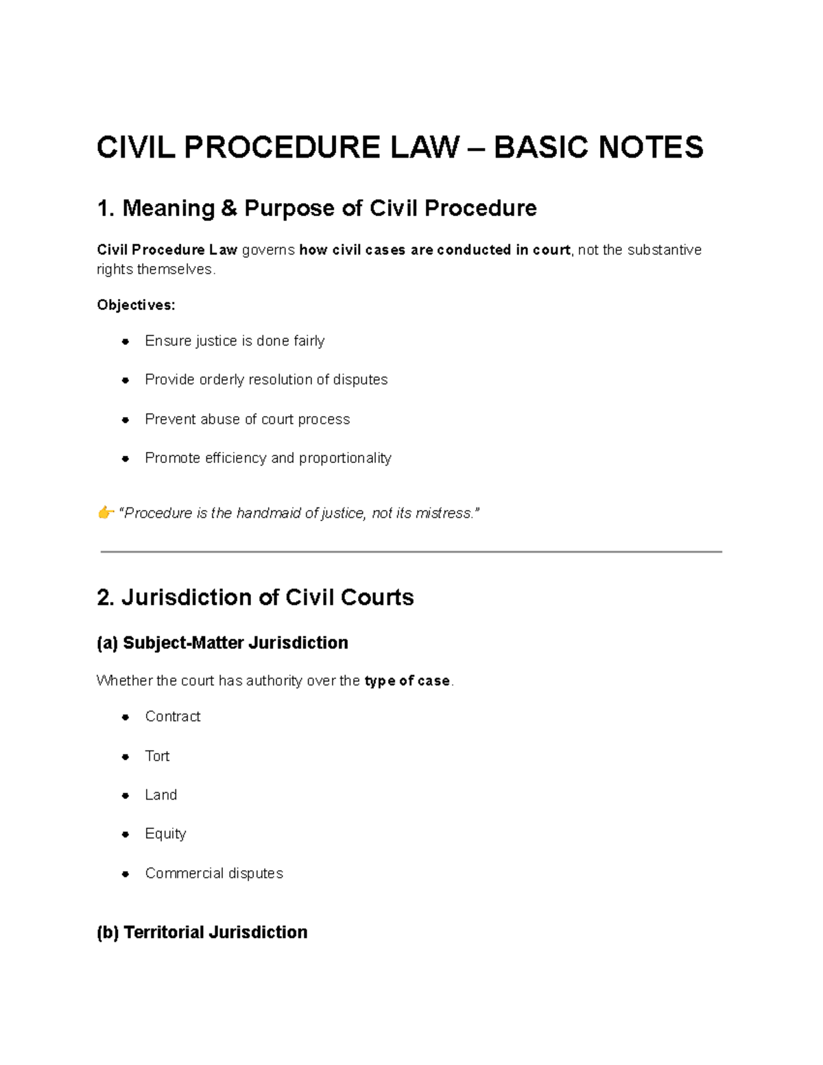 CIVIL PROCEDURE LAW CP - Essential Notes for Exam Success - Studocu
