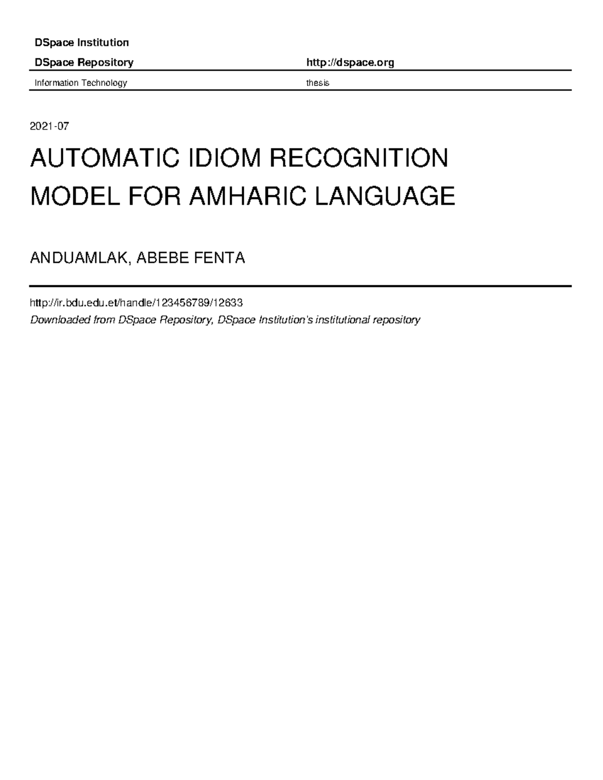 Automatic Idiom Recognition Model for Amharic Language - MSc Thesis ...