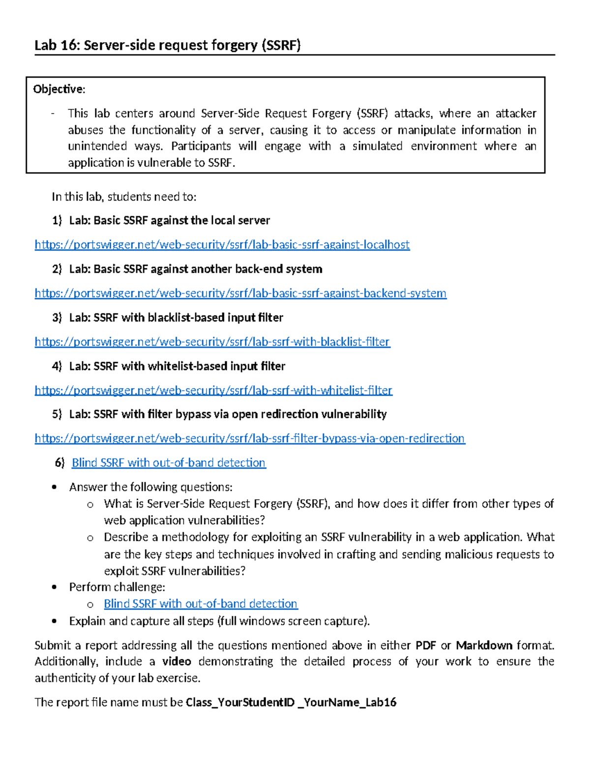 Lab 16: Server-Side Request Forgery (SSRF) Techniques and Challenges ...