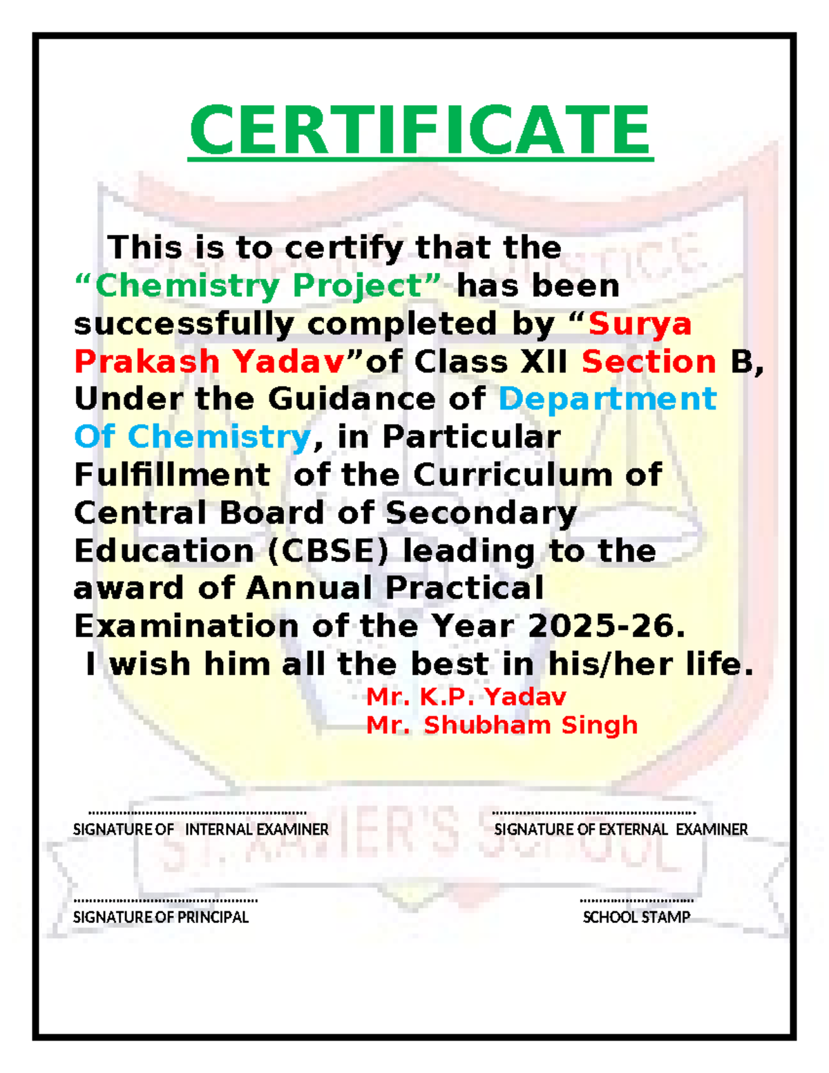 Bio Certificate 429 - esxdf - CERTIFICATE This is to certify that the ...