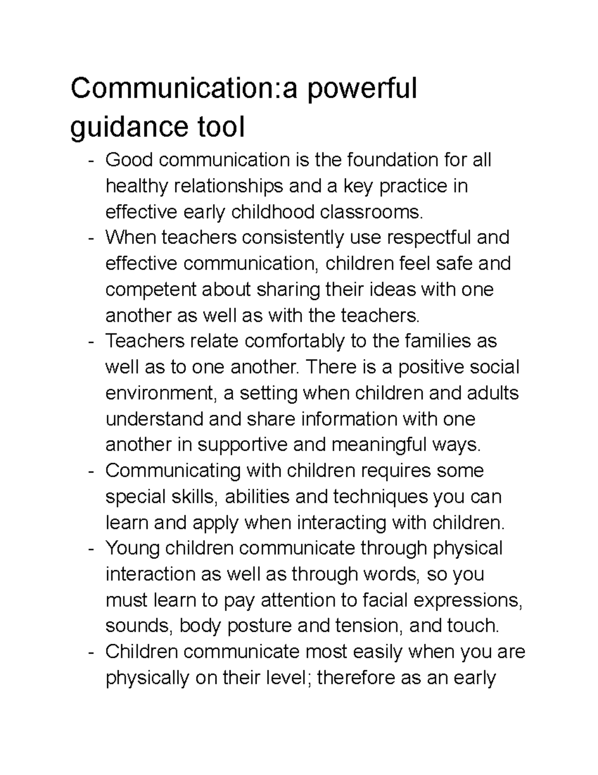 Effective Communication Strategies in Early Childhood Education - Studocu