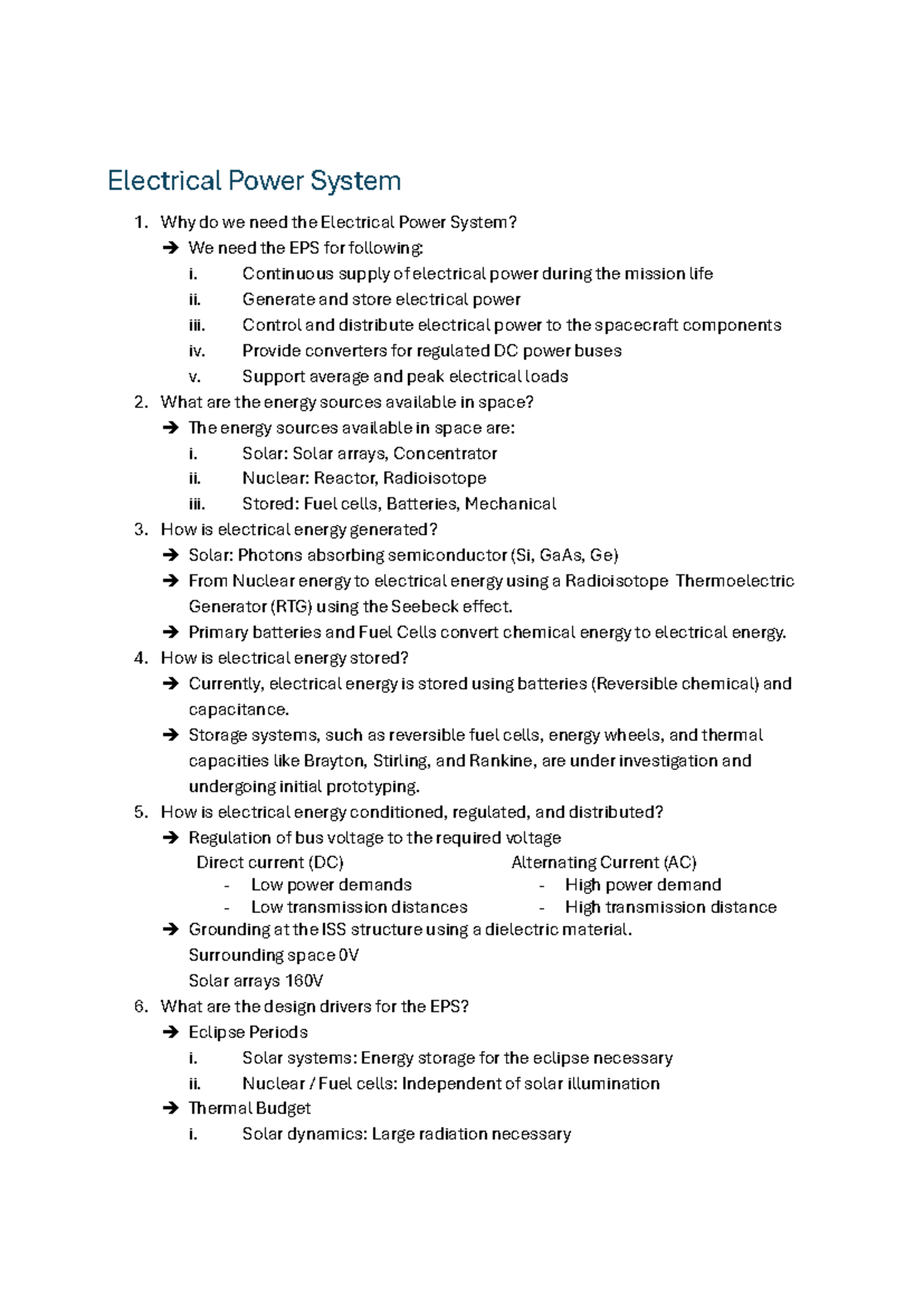 Electrical Power System 1: Key Concepts and Considerations - Studocu