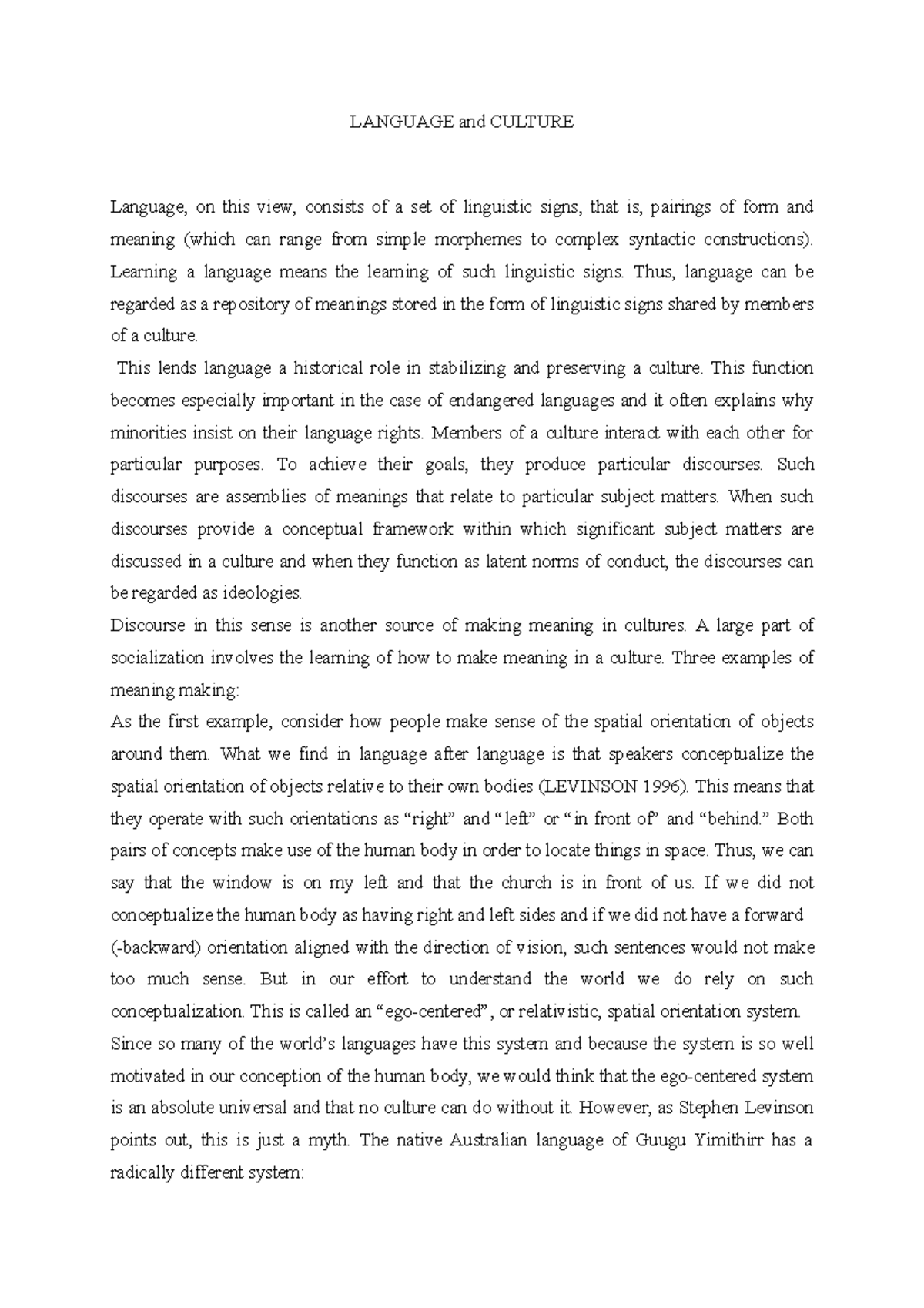 Language and Culture Analysis Ling S2: Ideologies and Discourses - Studocu