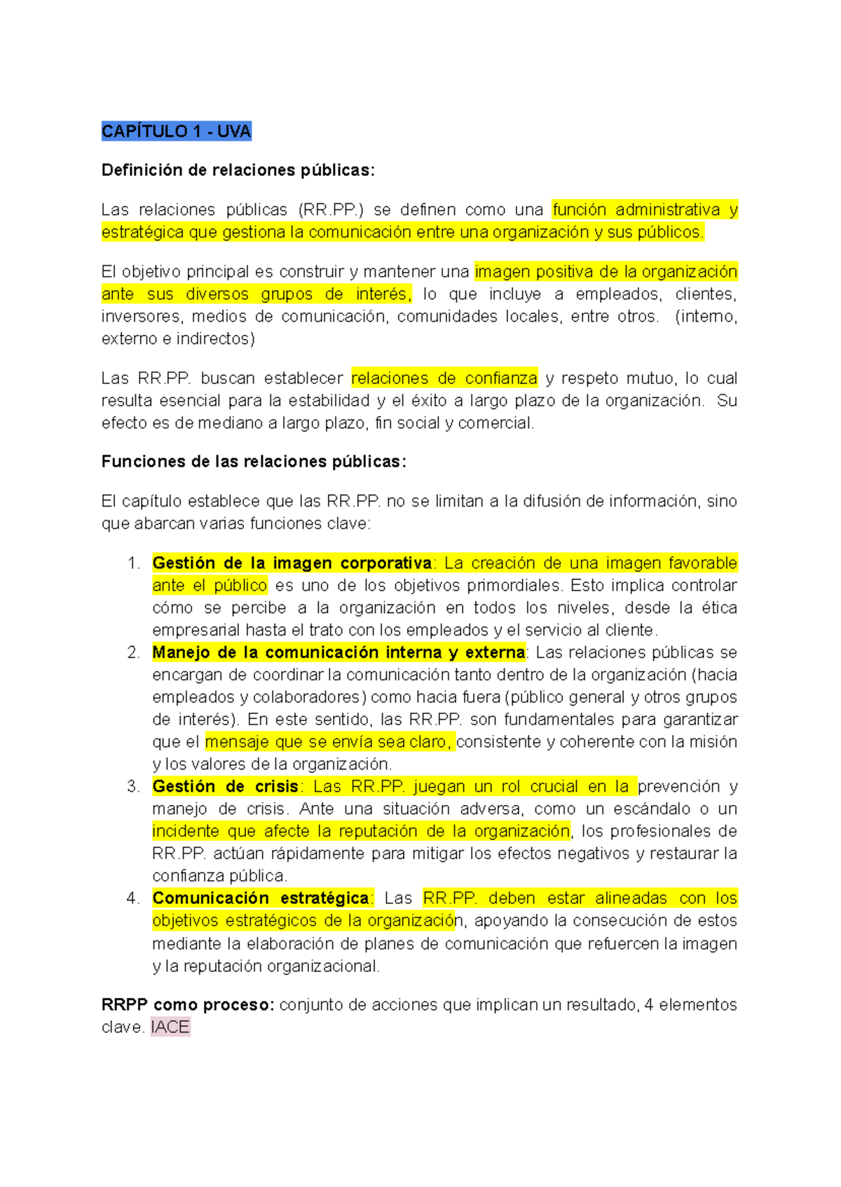 Resumen de Relaciones Públicas - Primer Parcial RRPP 2023 - Studocu