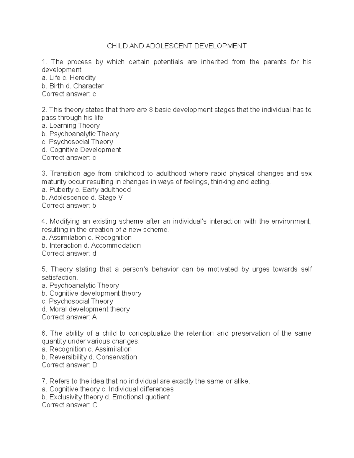 Child and Adolescent Development Study Guide: Key Concepts and Theories ...