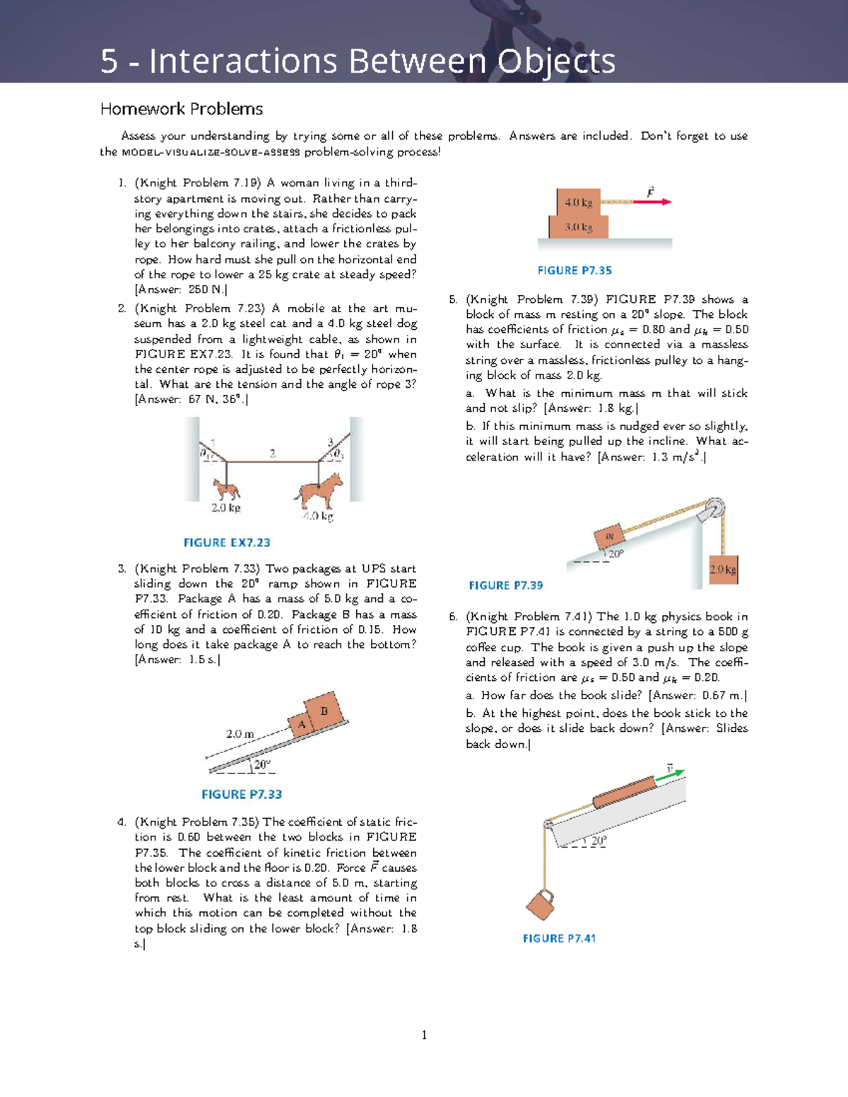 Homework Problems 5: Interactions Between Objects - Physics 101 - Studocu