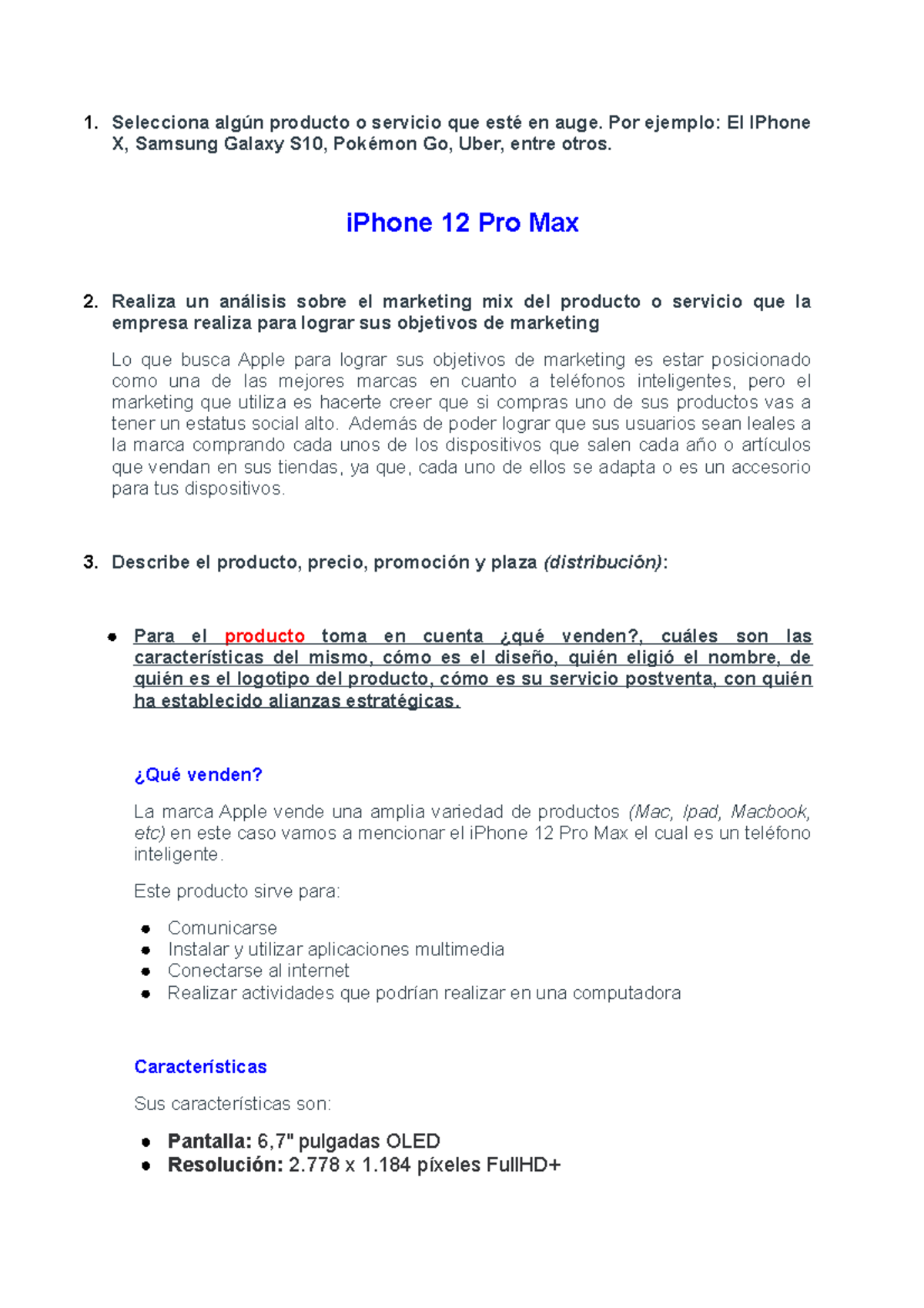 Análisis del Marketing Mix del iPhone 12 Pro Max en Mercadotecnia - Studocu
