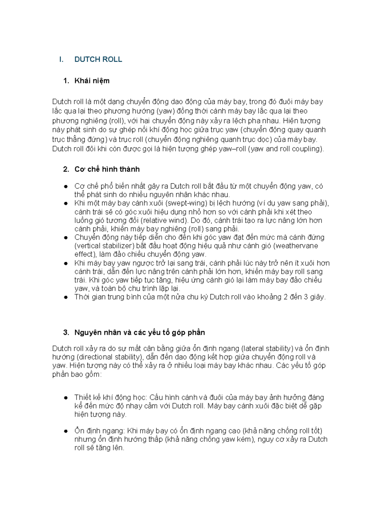 Dutch Roll & Spiral Instability: Understanding Aircraft Dynamics - Studocu