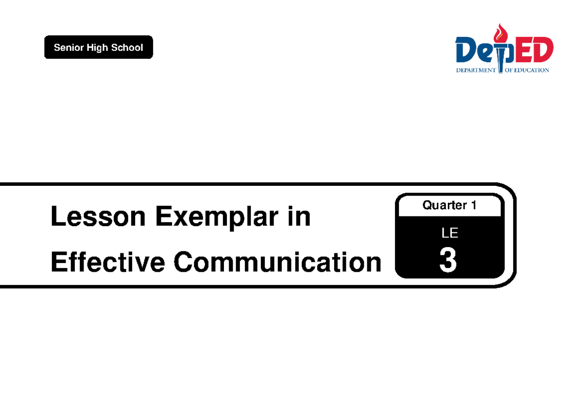 SHS Core EC Q1 LE3: Effective Communication Lesson Exemplar - Studocu