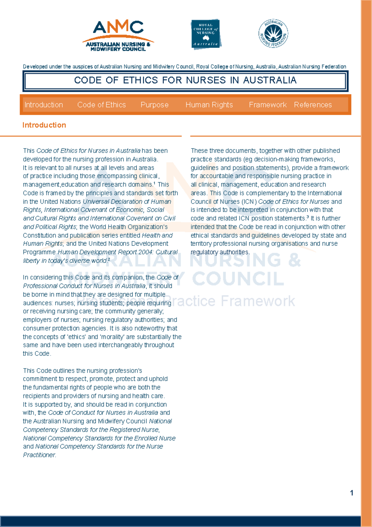 Code of Ethics for Nurses in Australia - Community Health Care - Studocu