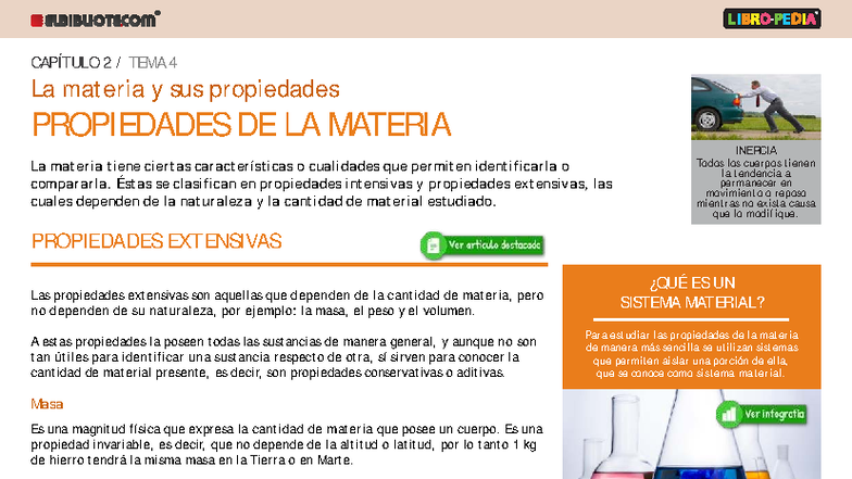 CAPÍTULO 2 TEMA 4: Propiedades de la Materia y su Inercia - Studocu