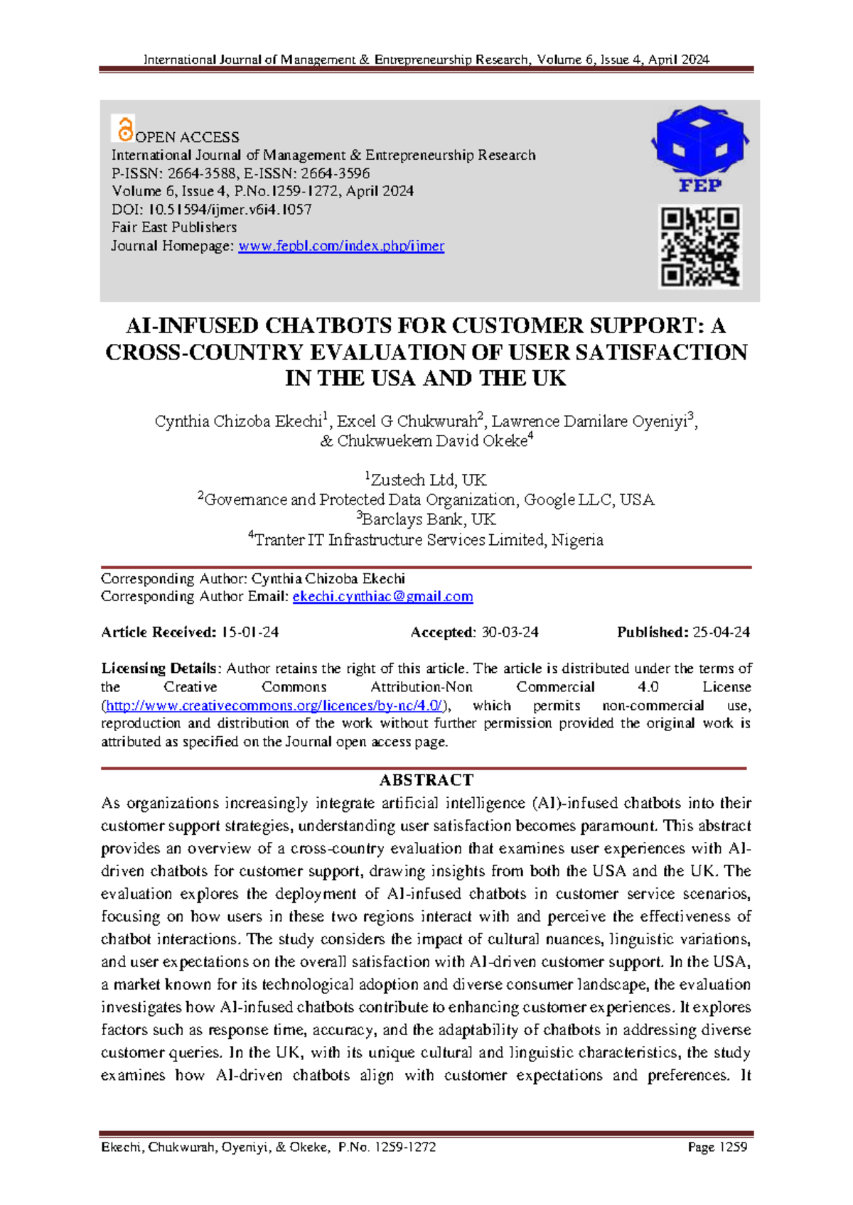 Chatbots for Customer Support: User Satisfaction Evaluation in USA & UK ...
