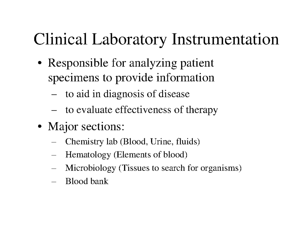 Sections Of Clinical Laboratory