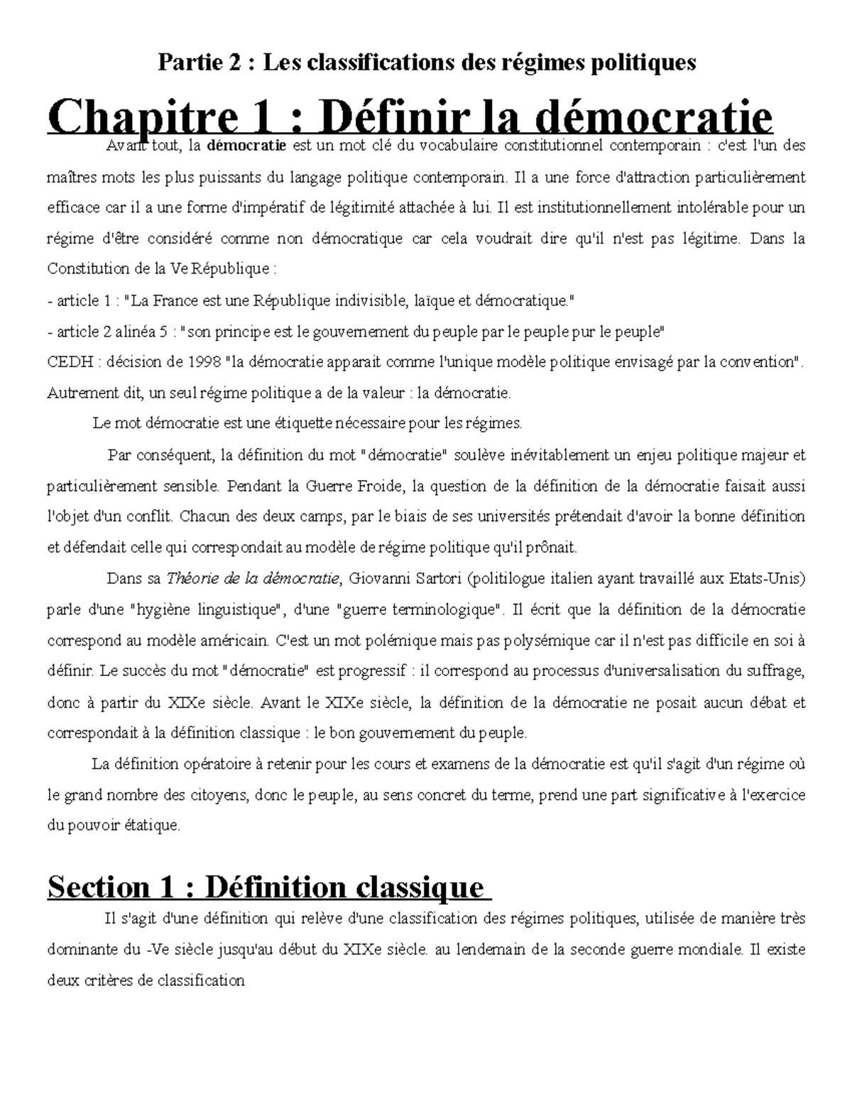 Partie 2 Les classifications des régimes politiques (théorie de l'Etat ...