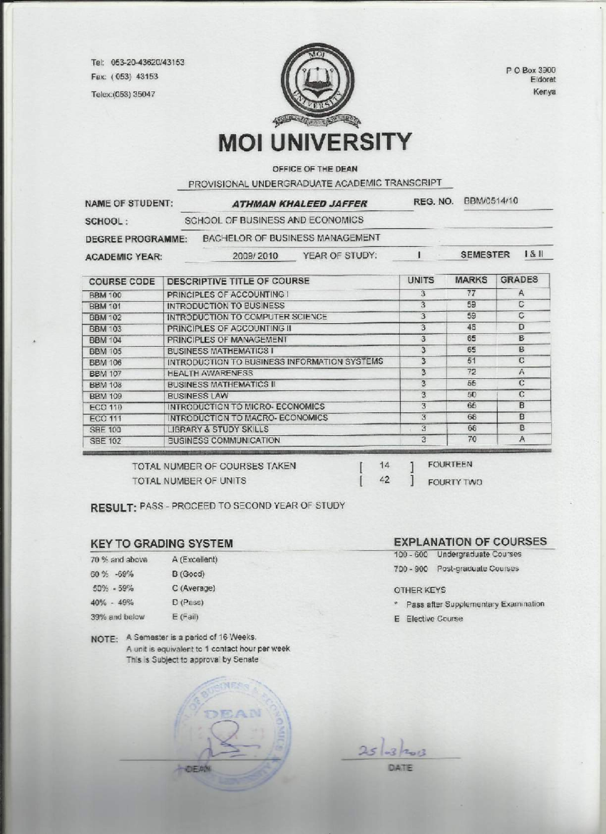 24865777 - Academic Transcript of Bachelor of Business Management - Studocu