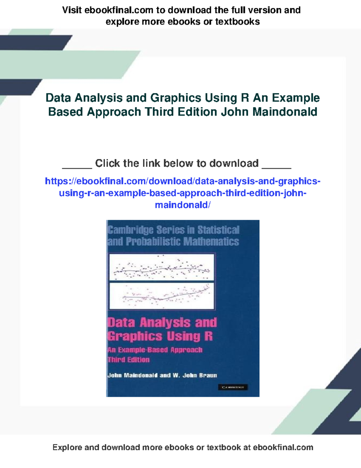 Data Analysis and Graphics Using R: A Practical Approach, 3rd Ed. - Studocu