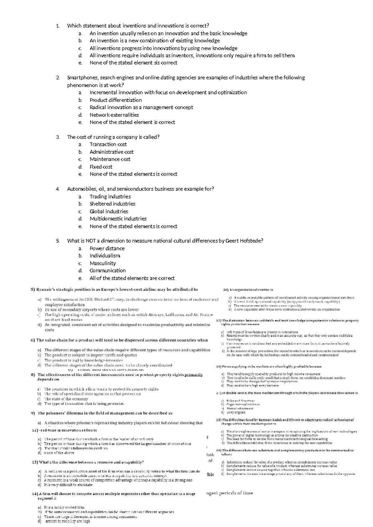 Questions - Exam Question Examples for Course Code: INNO 101 - Studocu