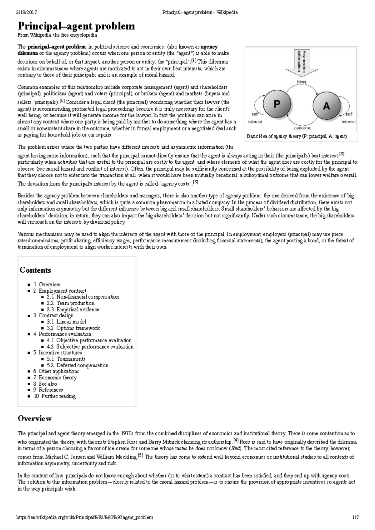 Agency Problem in Political Science and Economics (P: Agency Theory ...