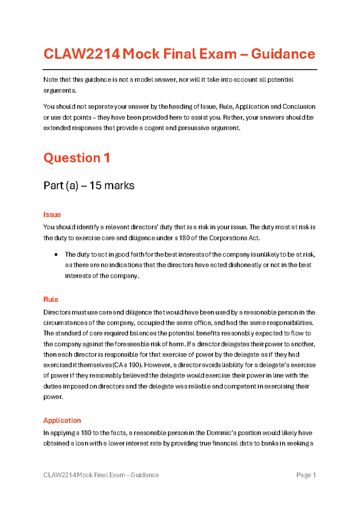 CLAW2214 2025 S2 Mock Final Exam Guidance Notes - Studocu