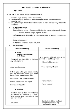 A Detailed Daily Lesson Plan in English 8 - GRADE LEVEL STANDARD The ...