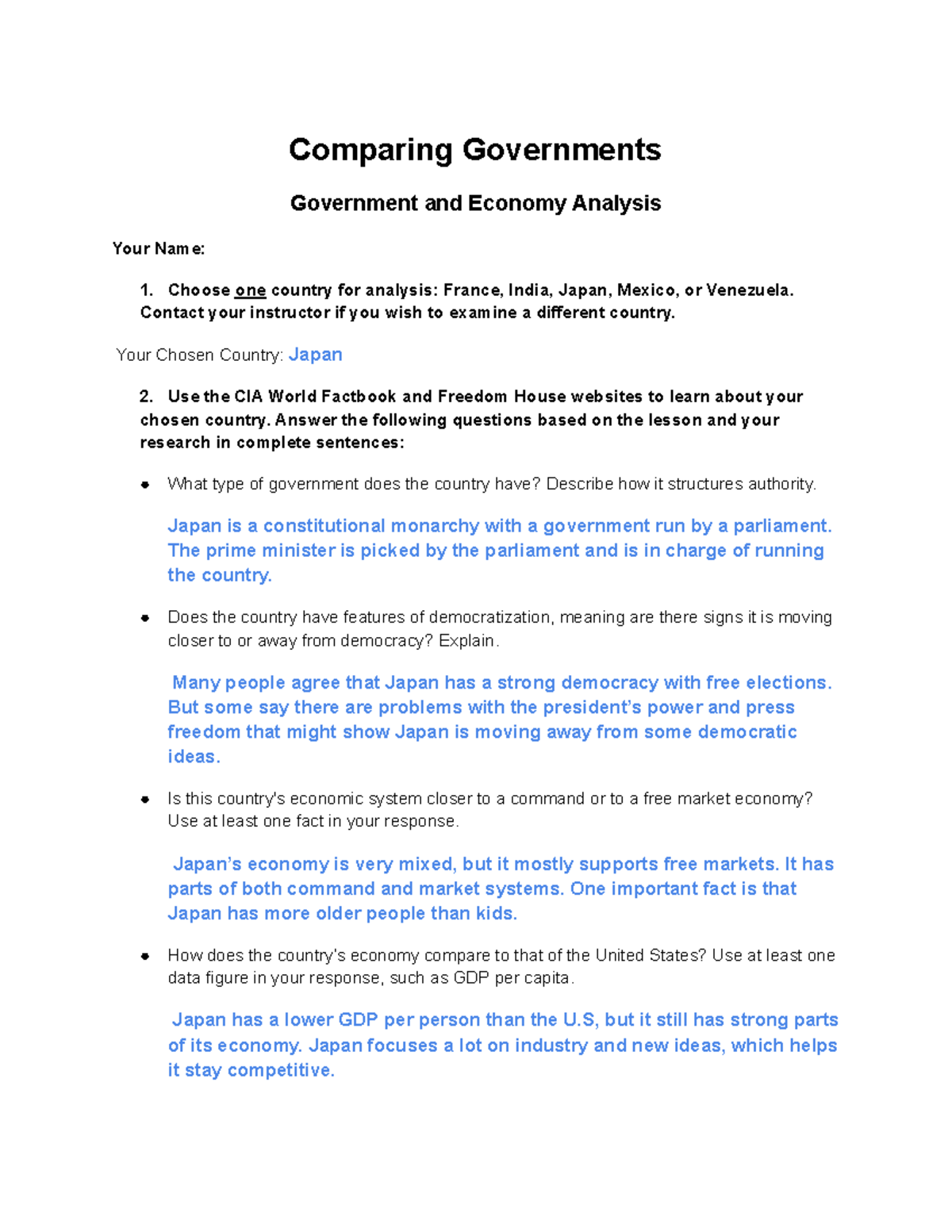 01.07 Comparing Governments: Japan's Political and Economic Analysis ...